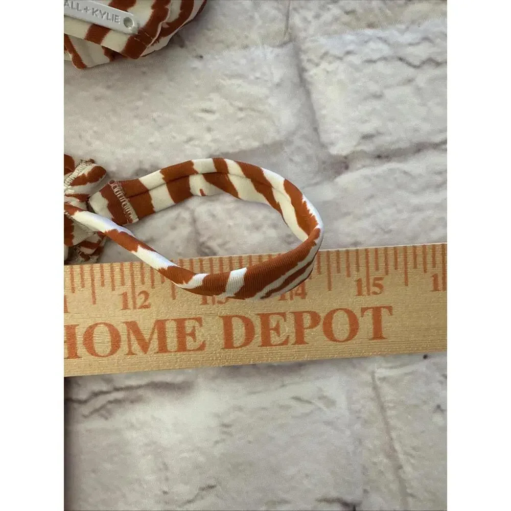 Kendall & Kylie XL Brown Rust Abstract Tiger Zebra Animal Bikini NWT